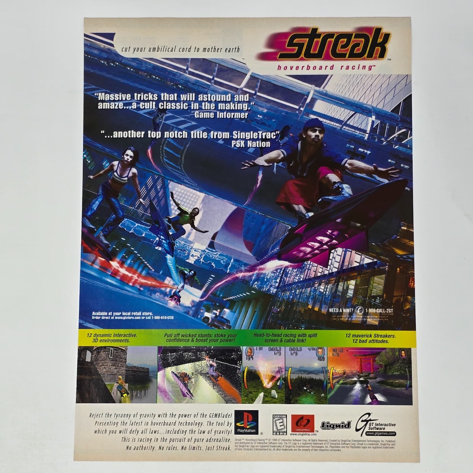 Streak Hoverboard Racing PlayStation 1 PS1 Umbilical Print Ad/Poster Promo Art