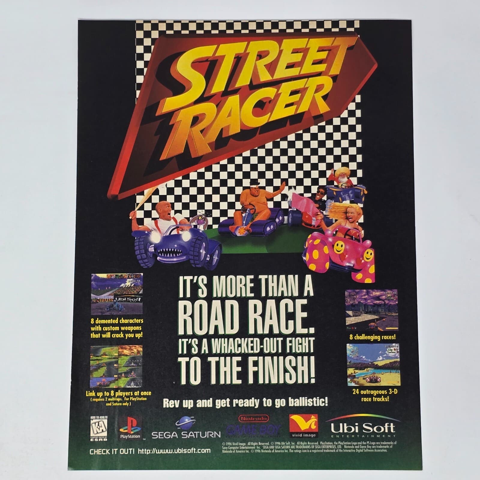 Street Racer Sony PS1 Sega Saturn Nintendo GameBoy Print Ad/Poster Promo Art