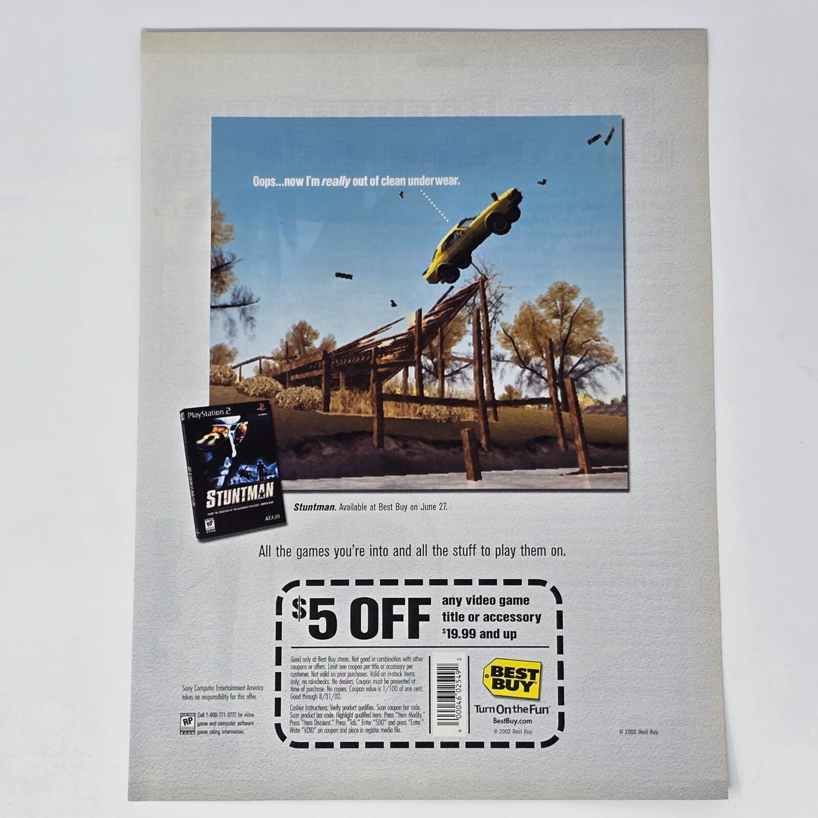 Stuntman Sony PlayStation 2 PS2 Best Buy Underwear Print Ad/Poster Promo Art