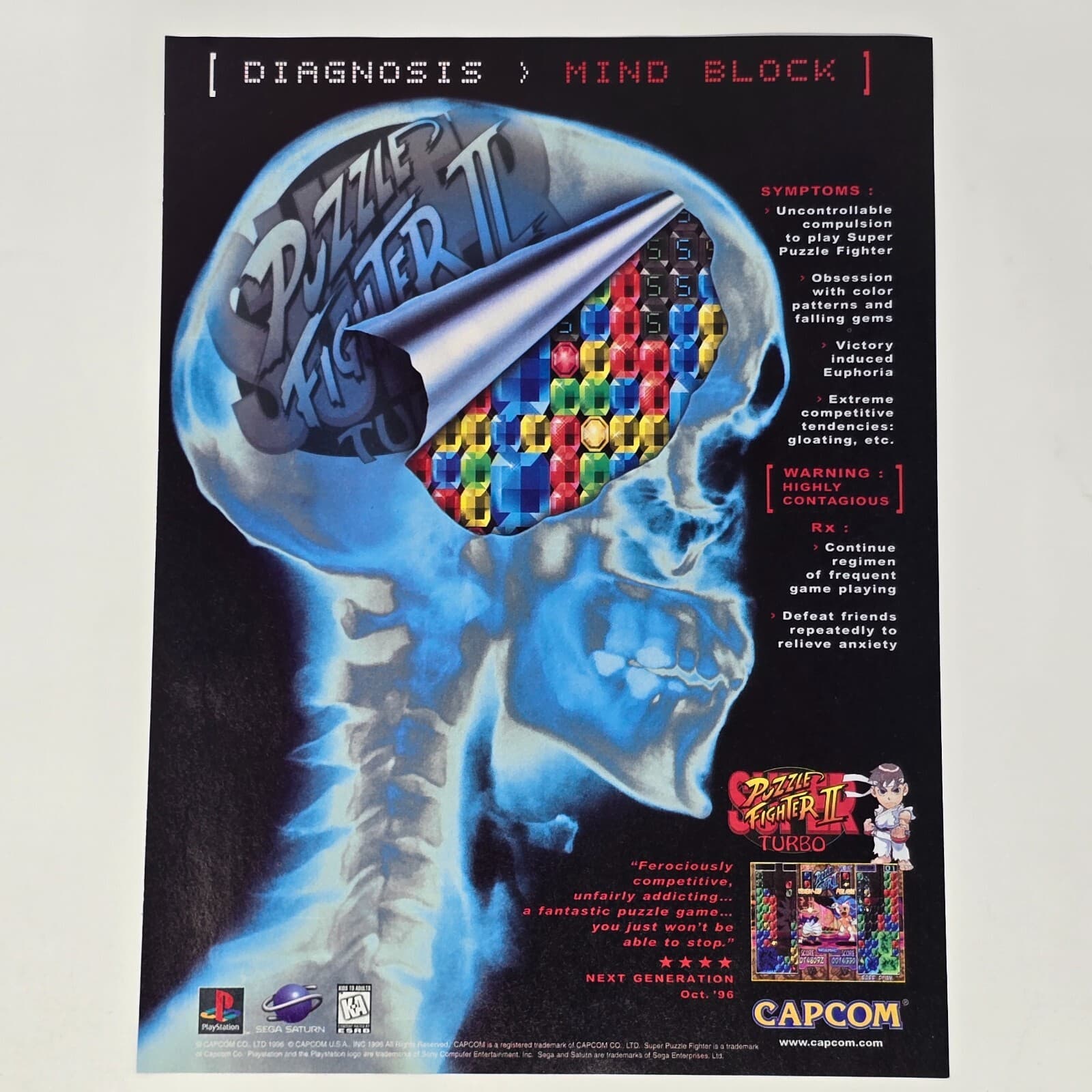 Super Puzzle Fighter II 2 Turbo PS1 Sega Saturn Mind Print Ad/Poster Promo Art