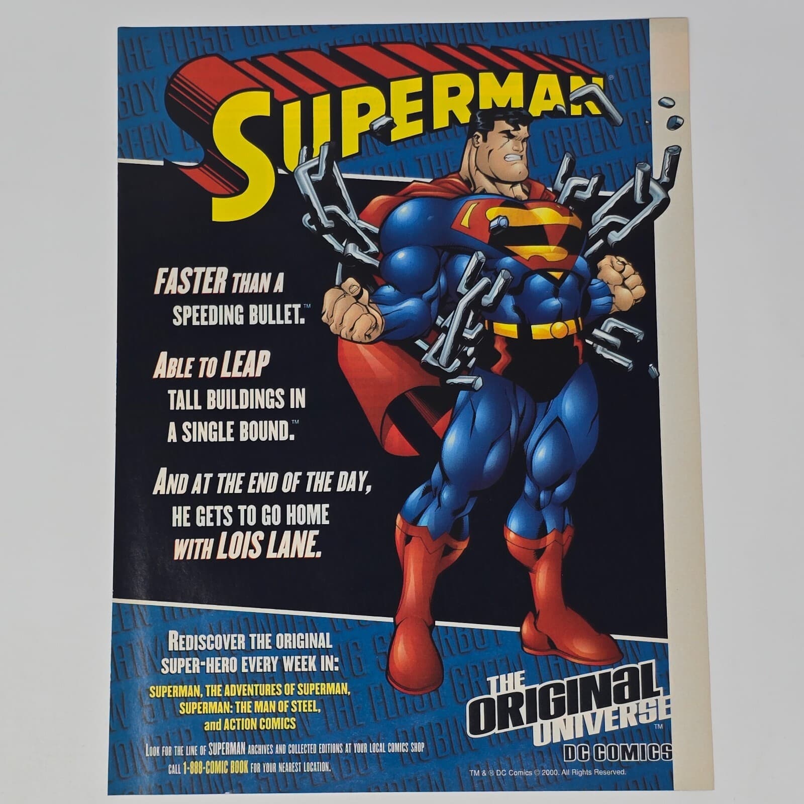 Superman DC Comics Comic Book Faster Print Ad/Poster Promo Art