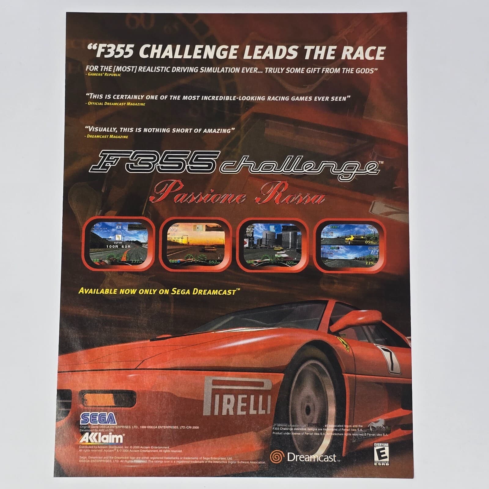 F355 Challenge Sega Dreamcast Leads the Race Print Ad/Poster Promo Art