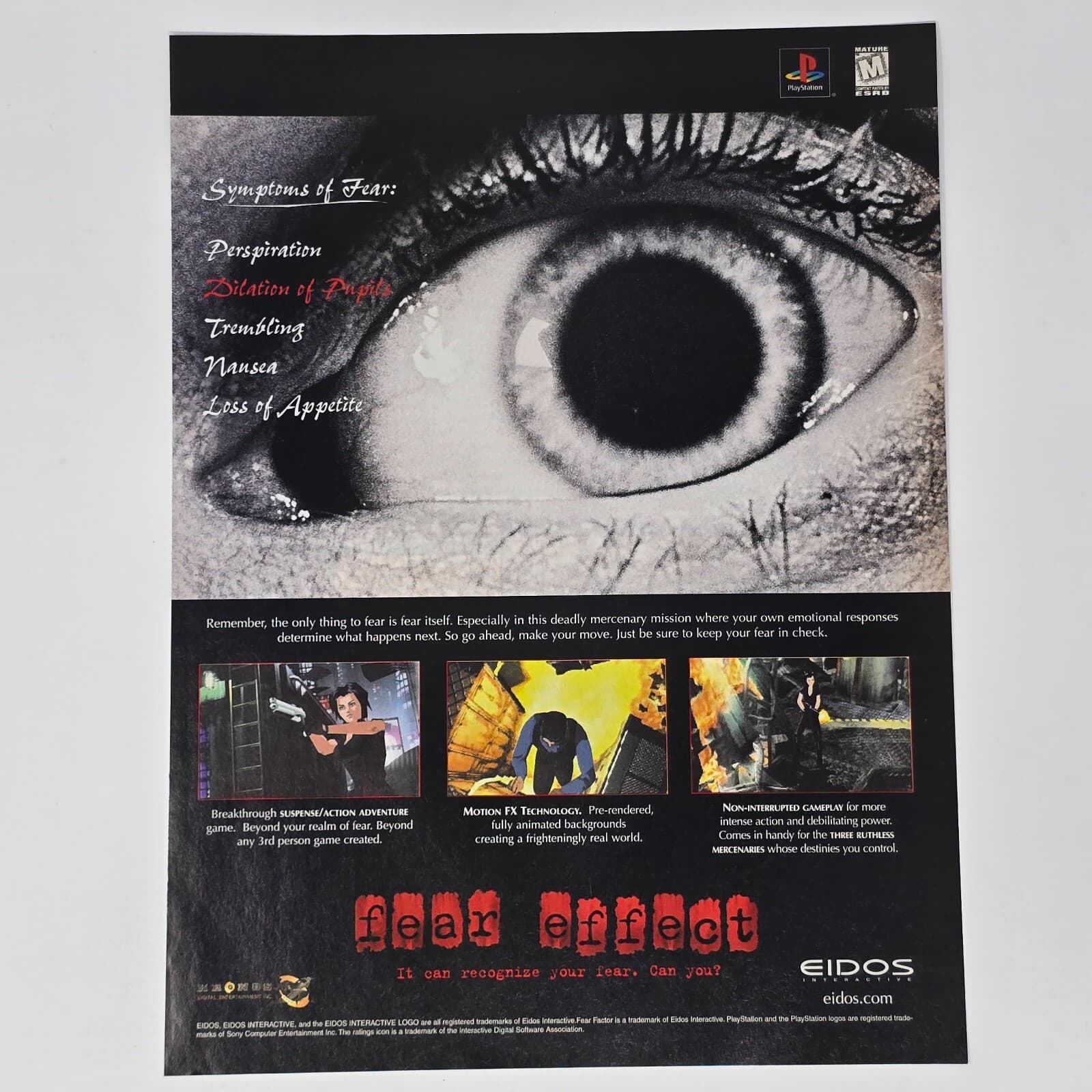 Fear Effect Sony PlayStation 1 PS1 Symptoms Print Ad/Poster Promo Art