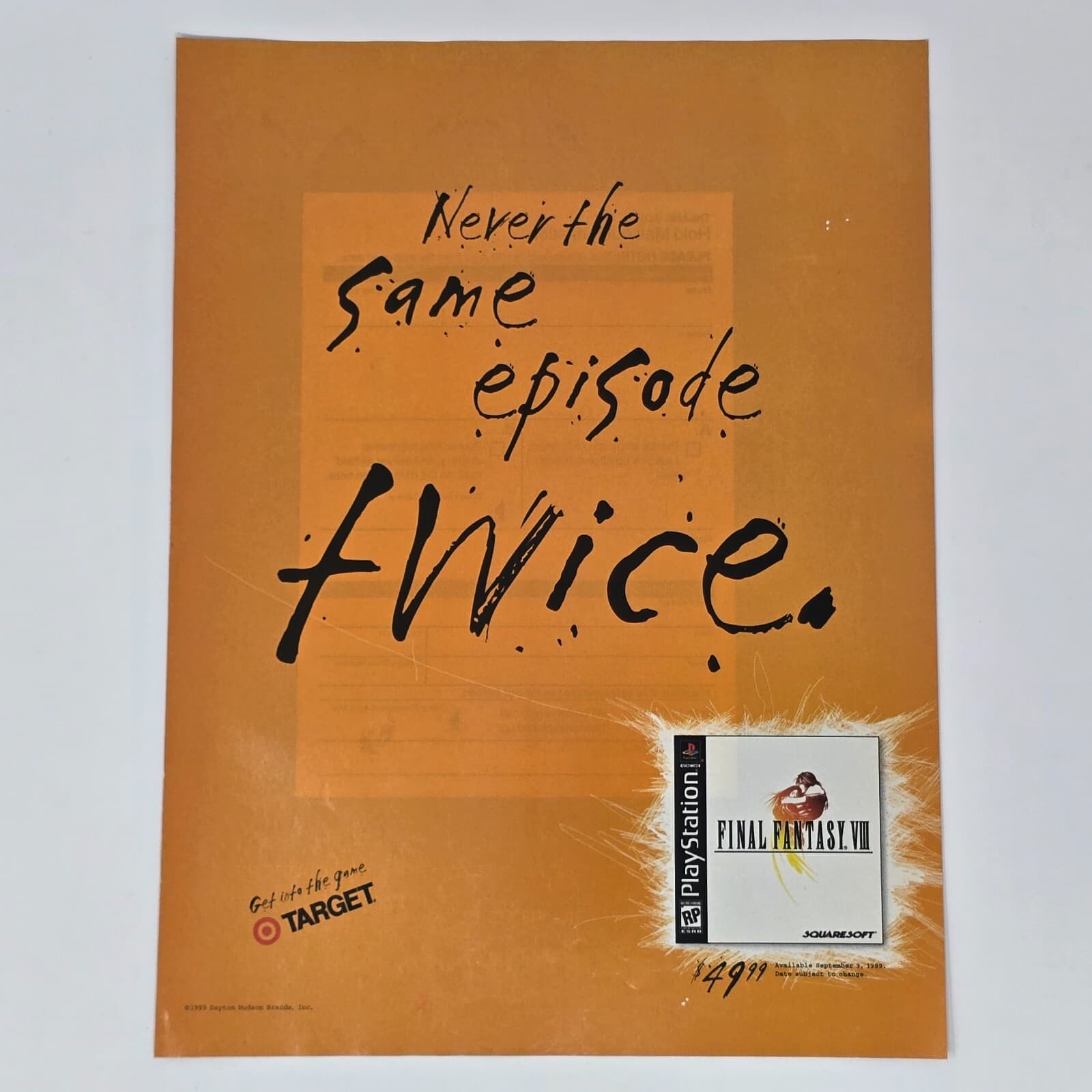 Final Fantasy VIII PlayStation PS1 Target Same Episode Print Ad/Poster Promo Art