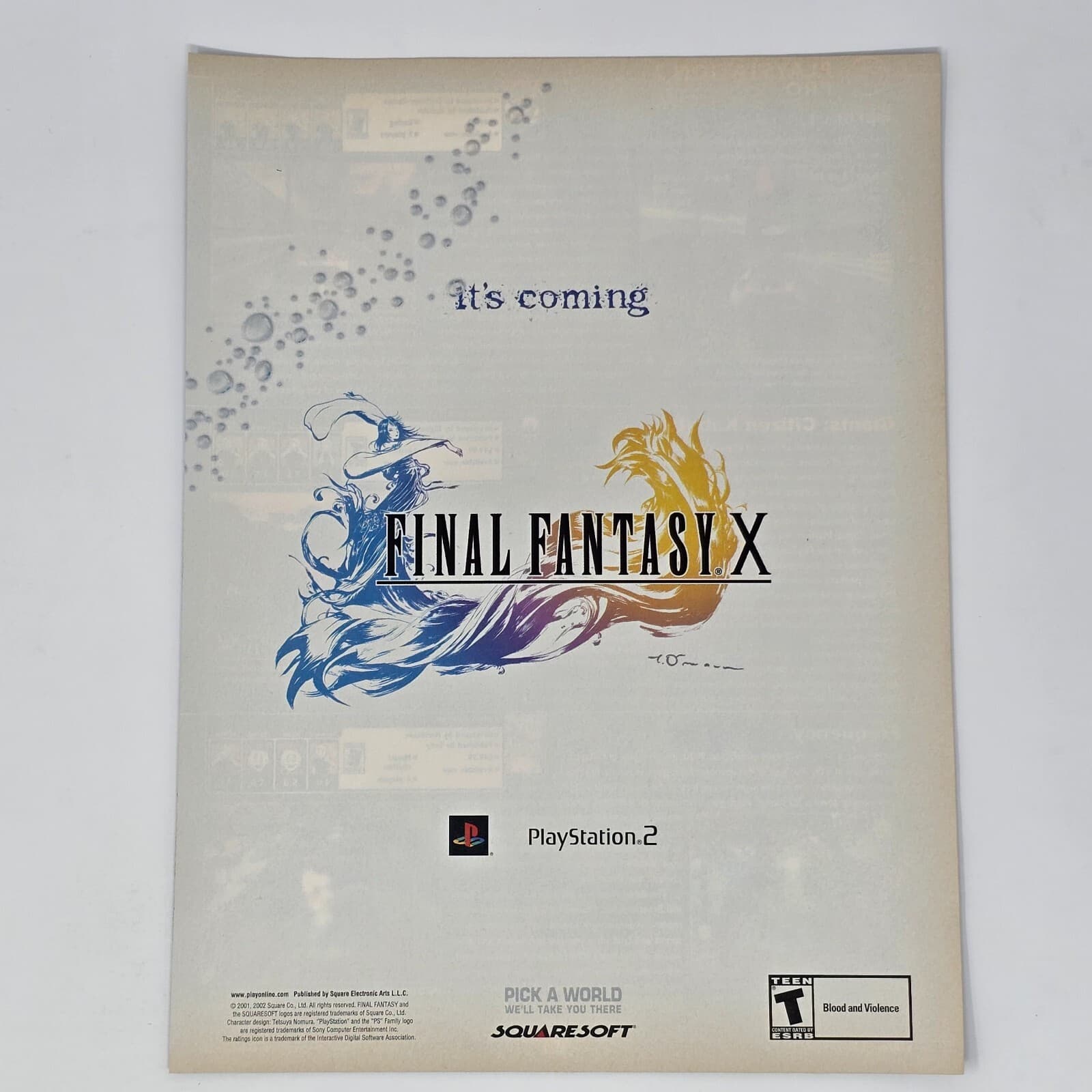 Final Fantasy X 10 Sony PlayStation 2 PS2 Coming Print Ad/Poster Promo Art