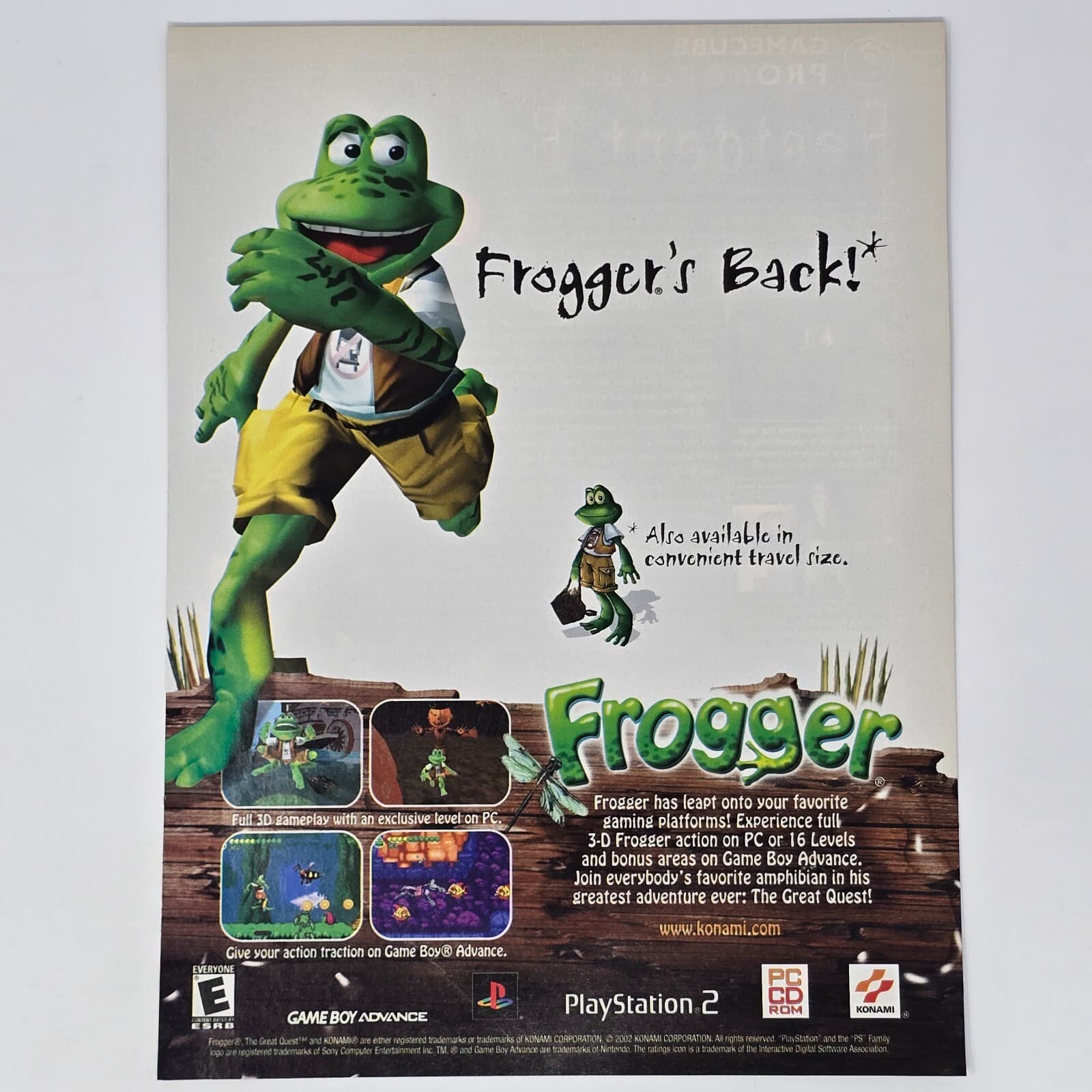 Frogger PS2 Nintendo GameBoy Advance PC Convenient Print Ad/Poster Promo Art