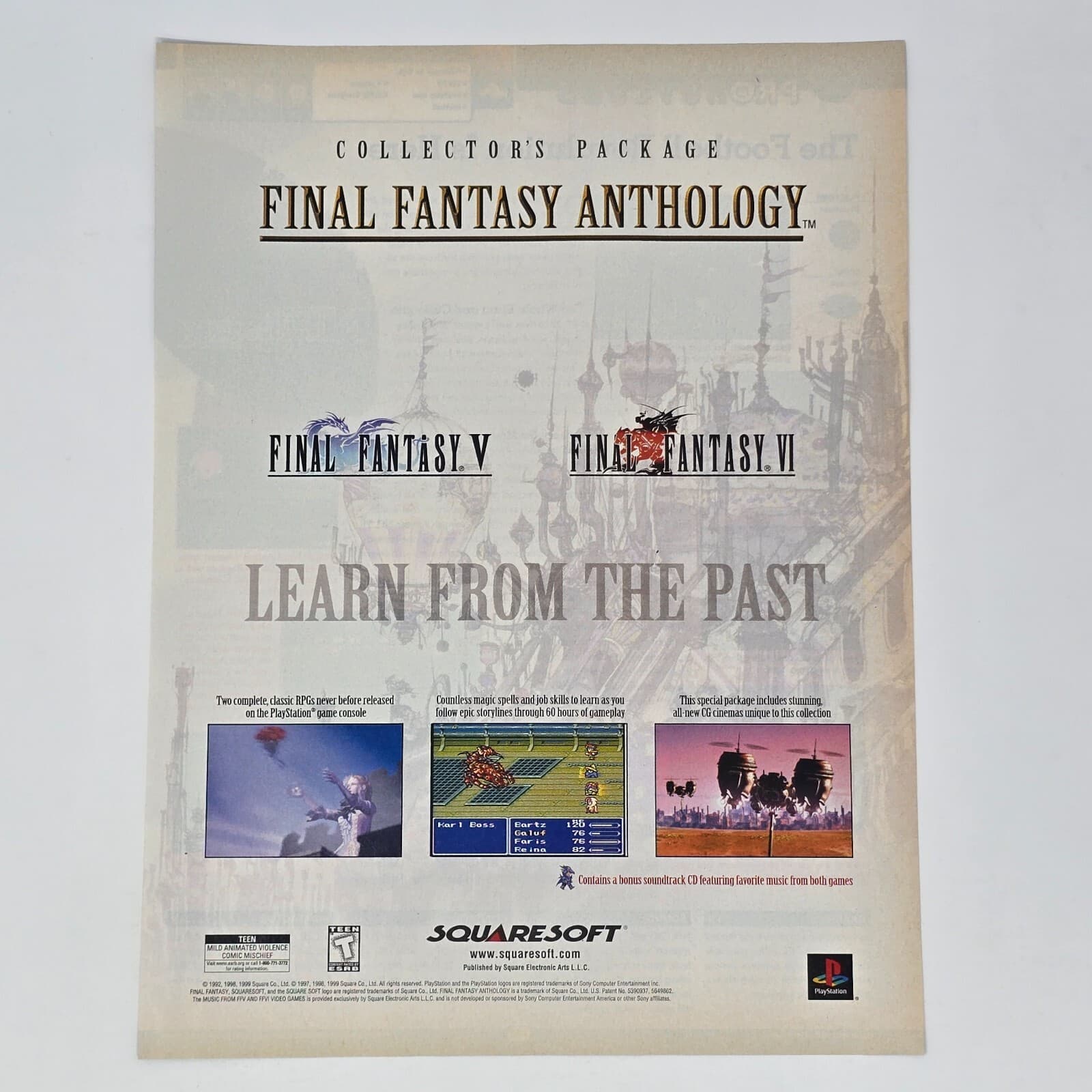 Final Fantasy V VI Anthology PlayStation PS1 The Past Print Ad/Poster Promo Art