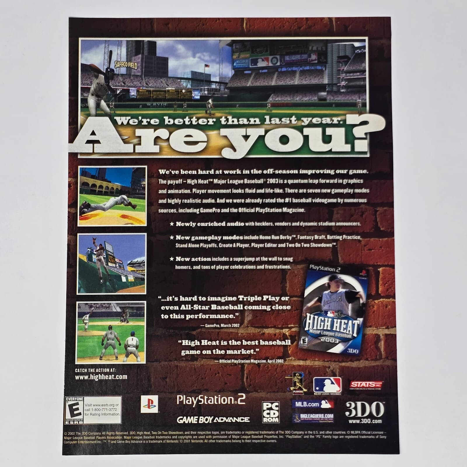 High Heat MLB 2003 PS2 GameBoy Advance PC Are You? Print Ad/Poster Promo Art