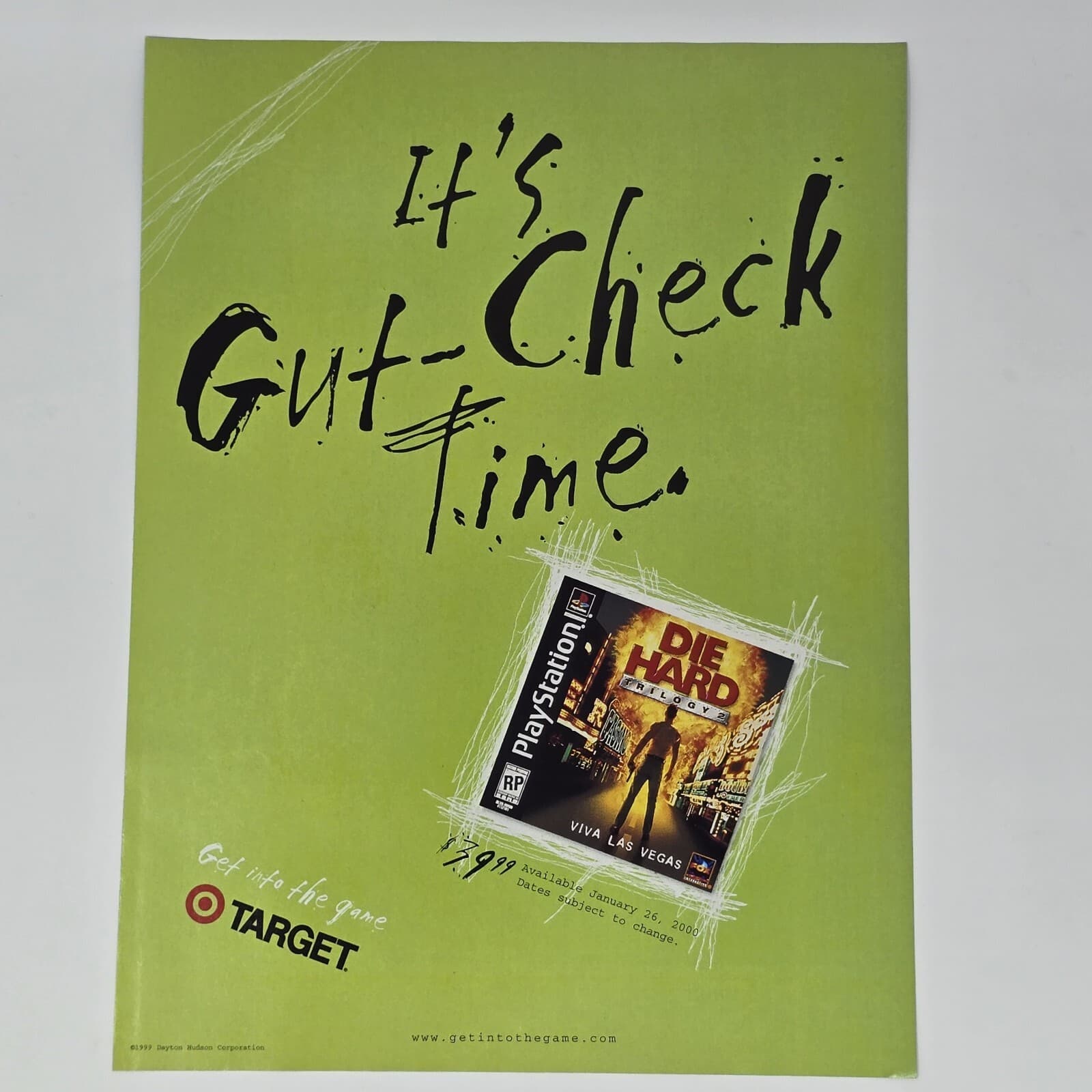 Die Hard Trilogy 2 Sony PS1 Target Gut-Check Print Ad/Poster Official Promo Art