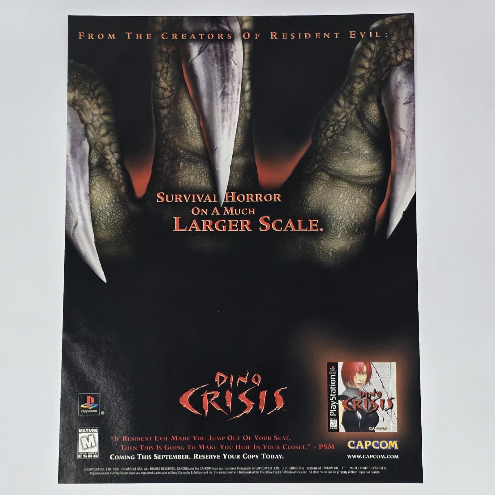 Dino Crisis Sony PlayStation PS1 Lrger Scale Print Ad/Poster Official Promo Art