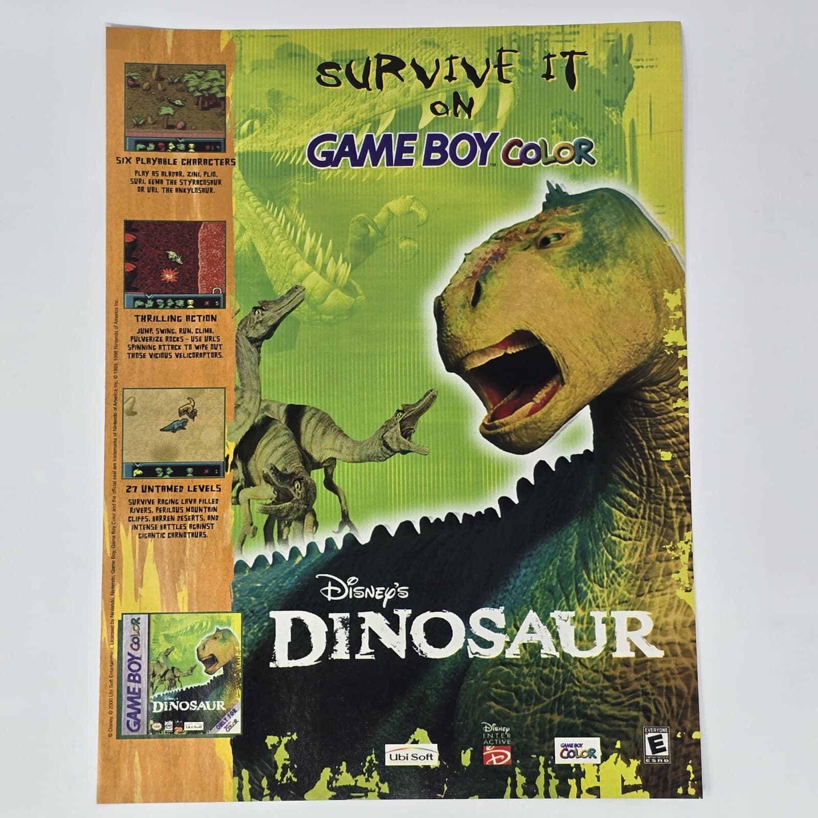 Dinosaur GameBoy Color Disney Survive It Print Ad/Poster Official Promo Art