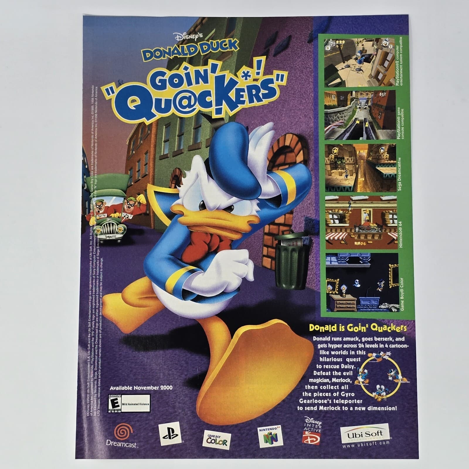 Donald Duck Goin Quackers Dreamcast PS1 N64 Print Ad/Poster Official Promo Art