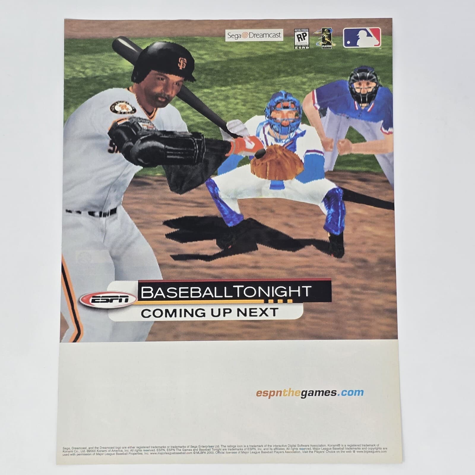 ESPN Baseball Tonight Sega Dreamcast Up Next Print Ad/Poster Official Promo Art