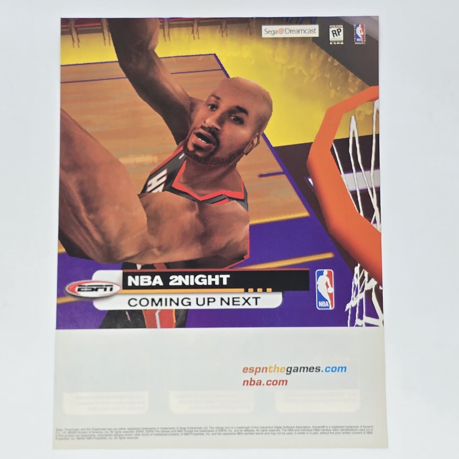 ESPN NBA 2Night Sega Dreamcast Up Next Print Ad/Poster Official Promo Art