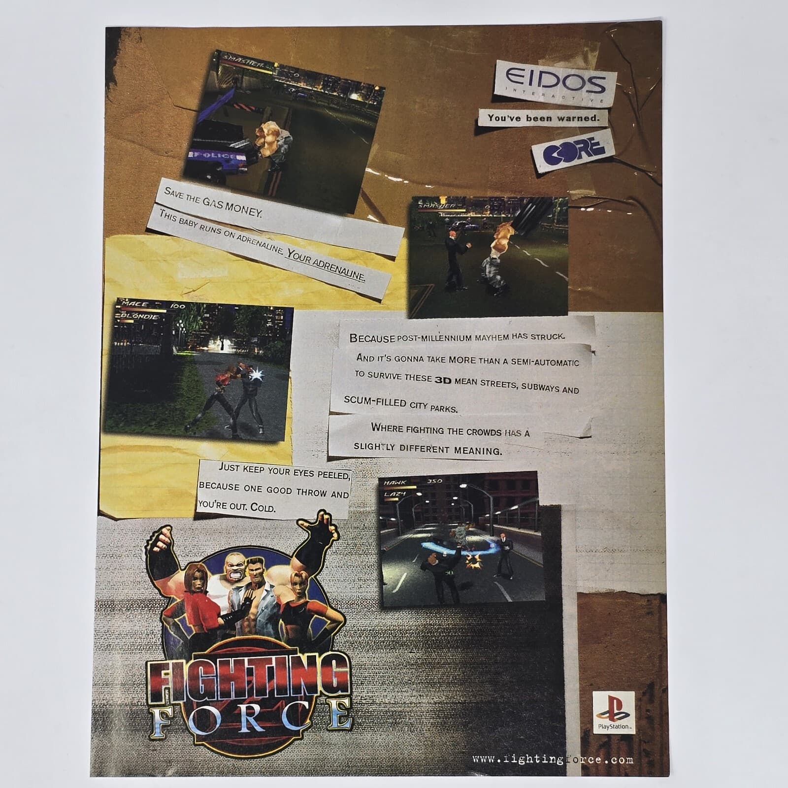 Fighting Force Sony PlayStation PS1 Gas Money Print Ad/Poster Official Promo Art