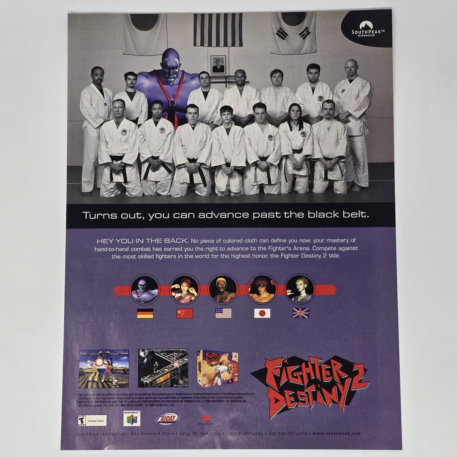 Fighter Destiny 2 Nintendo 64 N64 Black Belts Print Ad/Poster Official Promo Art