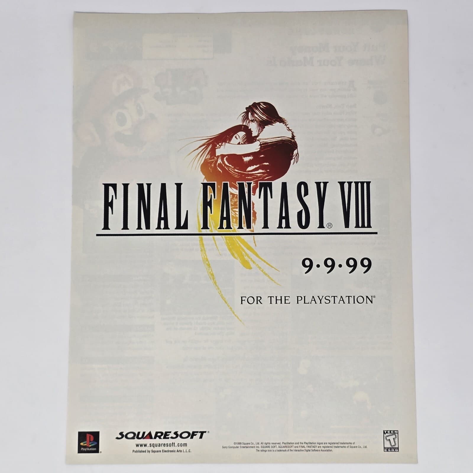 Final Fantasy VIII 8 PlayStation PS1 9.9.99 Print Ad/Poster Official Promo Art