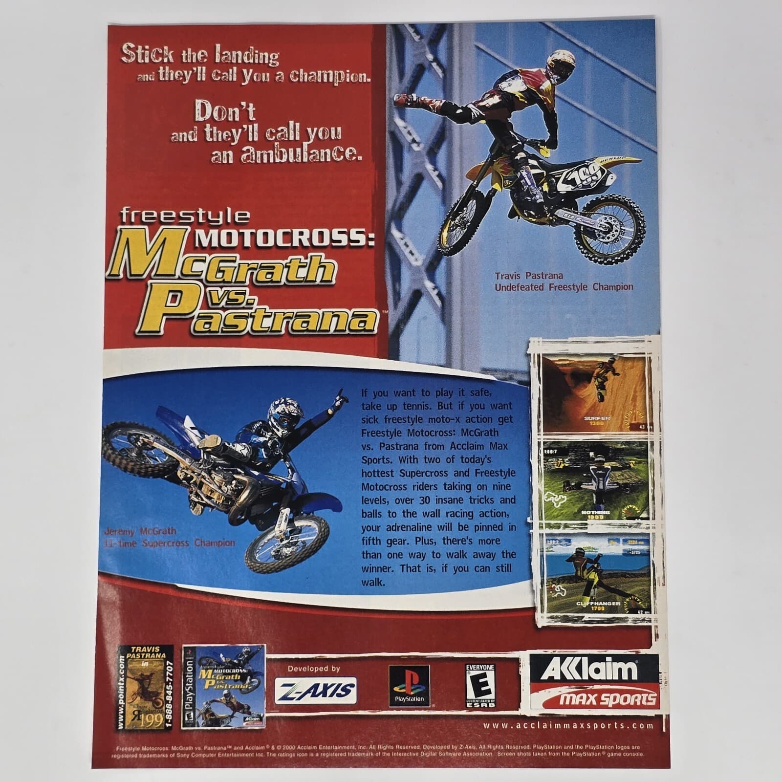 Freestyle Motocross Sony PS1 Stick Landing Print Ad/Poster Official Promo Art