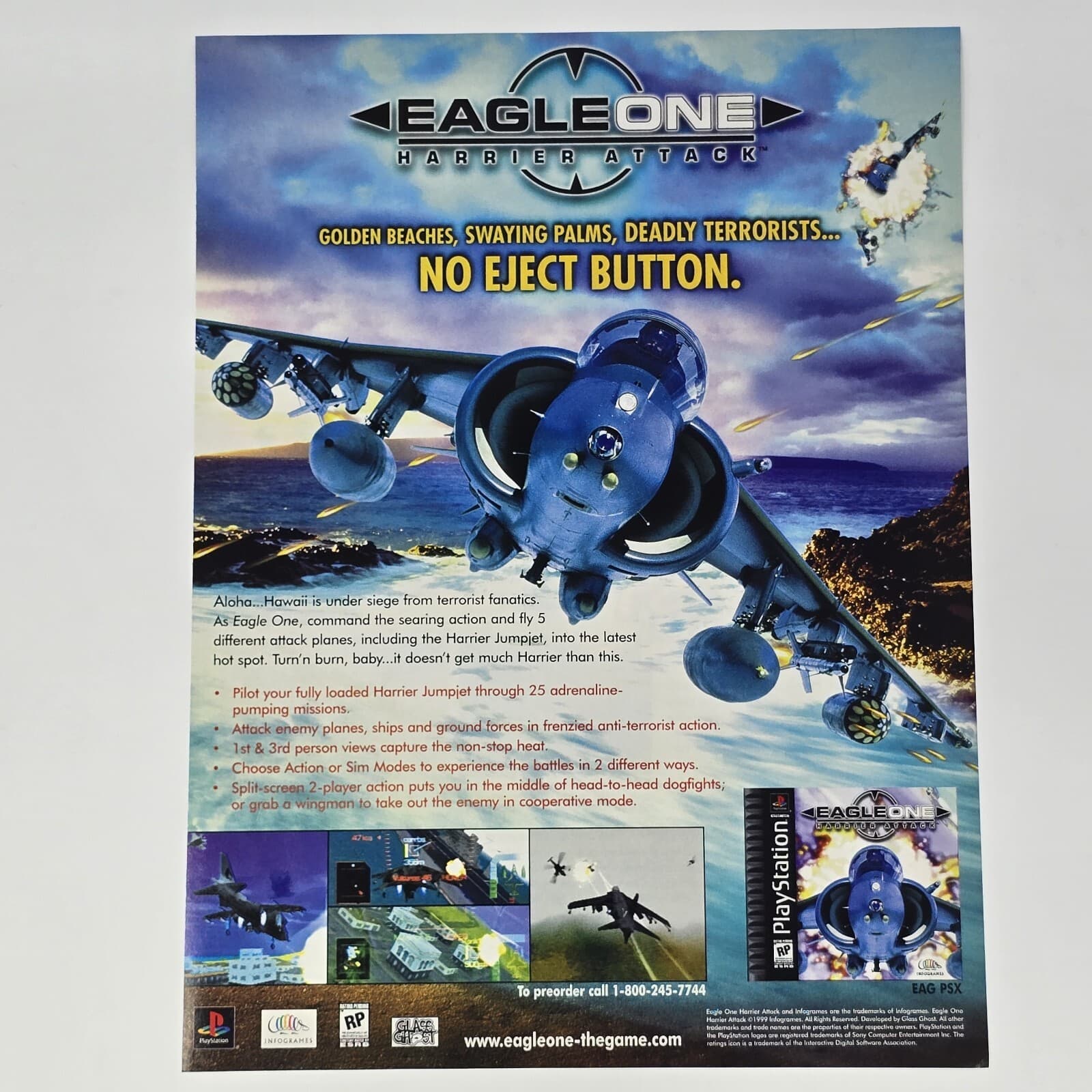 Eagle One Harrier Attack PS1 No Eject Button Print Ad/Poster Official Promo Art