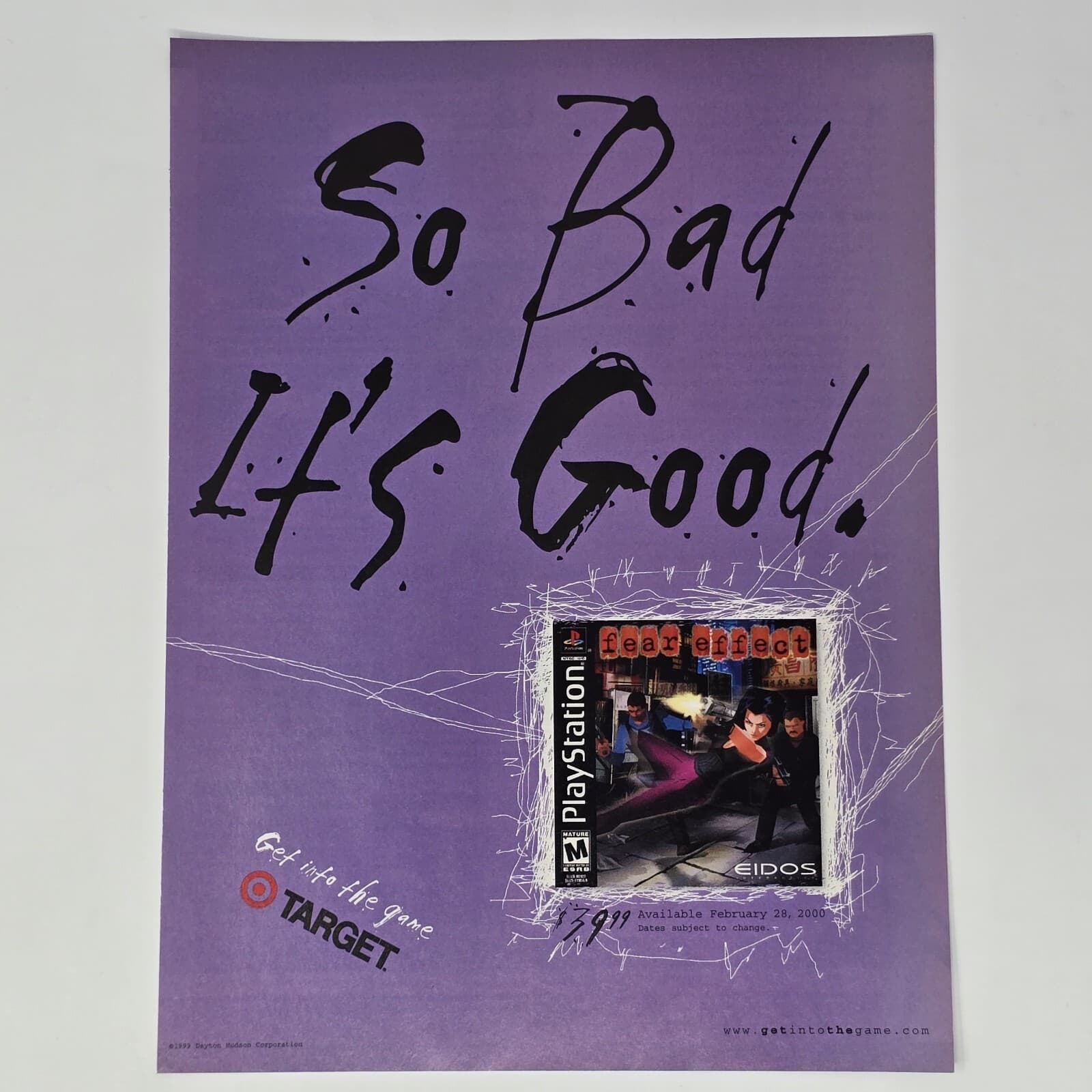 Fear Effect PlayStation PS1 Target So Bad Print Ad/Poster Official Promo Art