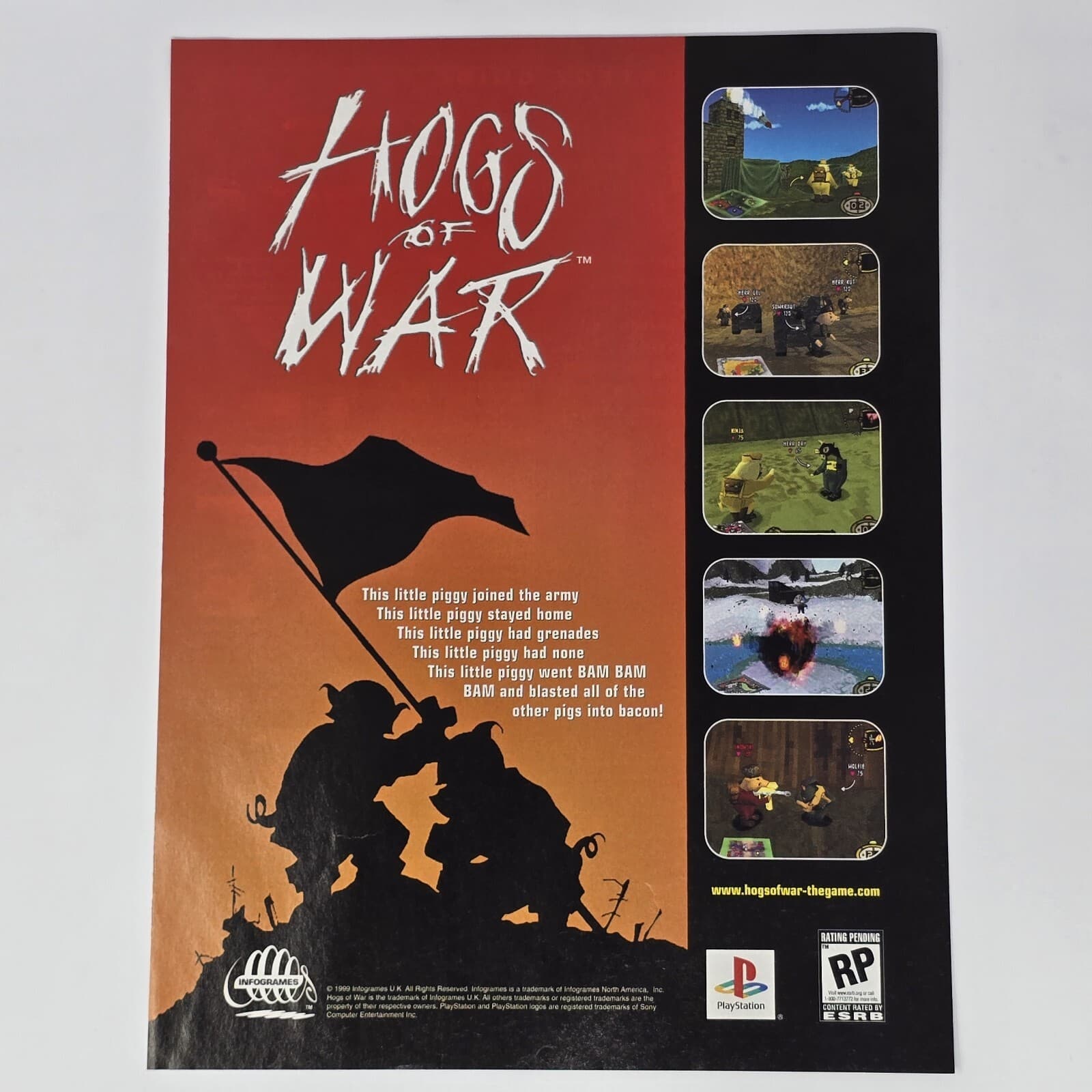 Hogs of War Sony PlayStation PS1 Little Piggy Print Ad/Poster Official Promo Art