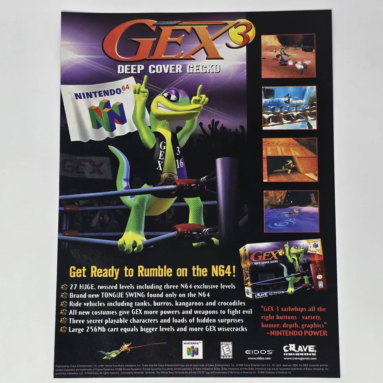 Gex 3 Deep Cover Gecko Nintendo N64 Get Ready Print Ad/Poster Official Promo Art