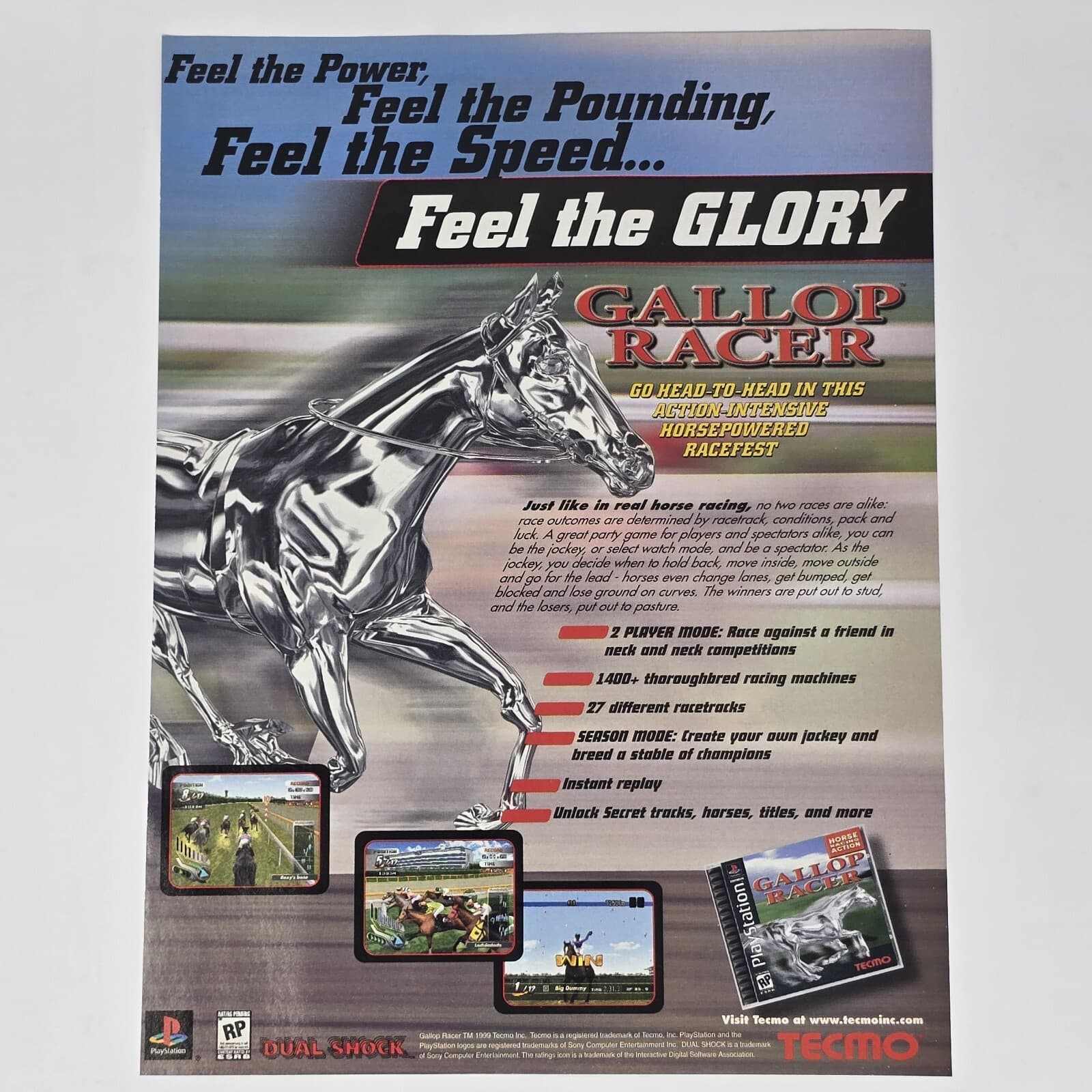 Gallop Racer PlayStation PS1 Feel the Glory Print Ad/Poster Official Promo Art