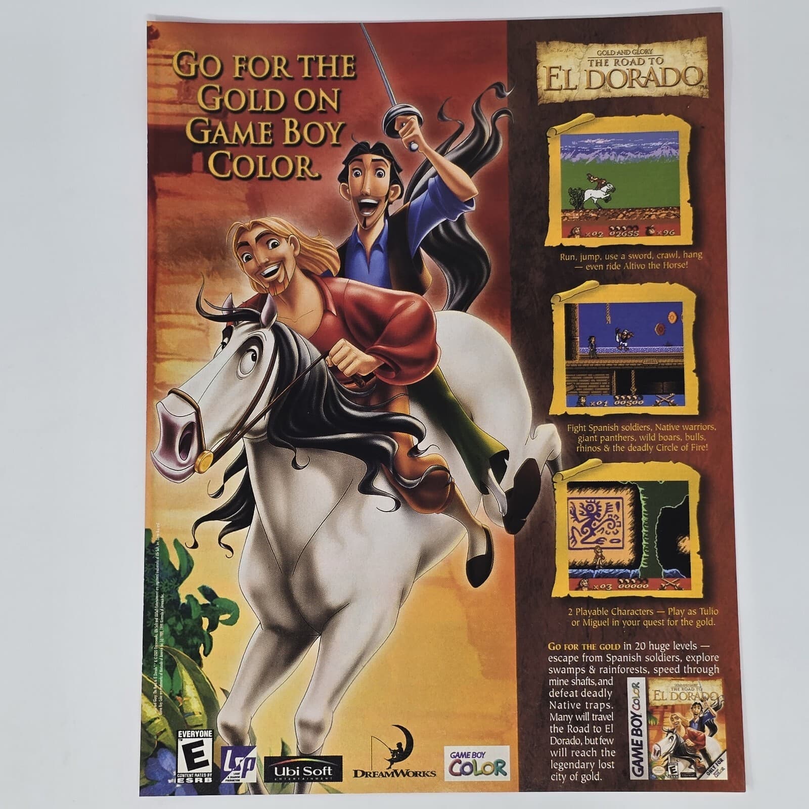 Gold and Glory The Road To Eldorado GameBoy Color Print Ad/Poster Official Promo
