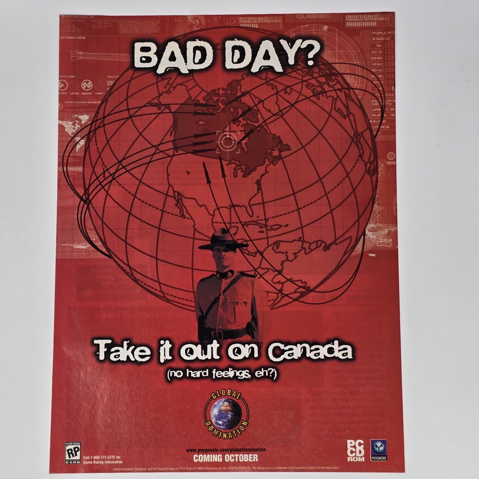 Global Domination PC Psygnosis Bad Day? Print Ad/Poster Official Promo Art
