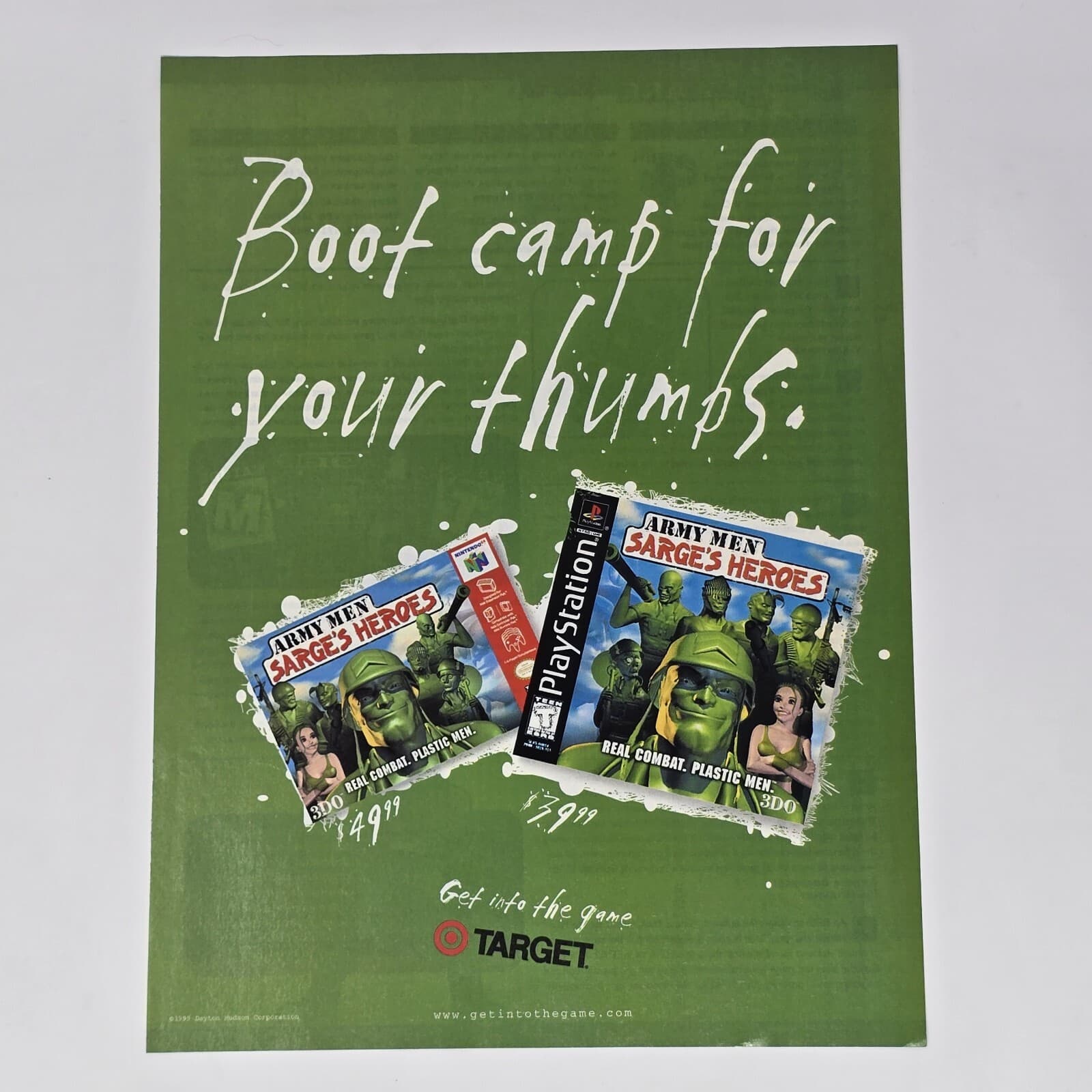Army Men Sarge's Heroes Target N64 PS1 Boot Camp Print Ad/Poster Official Promo