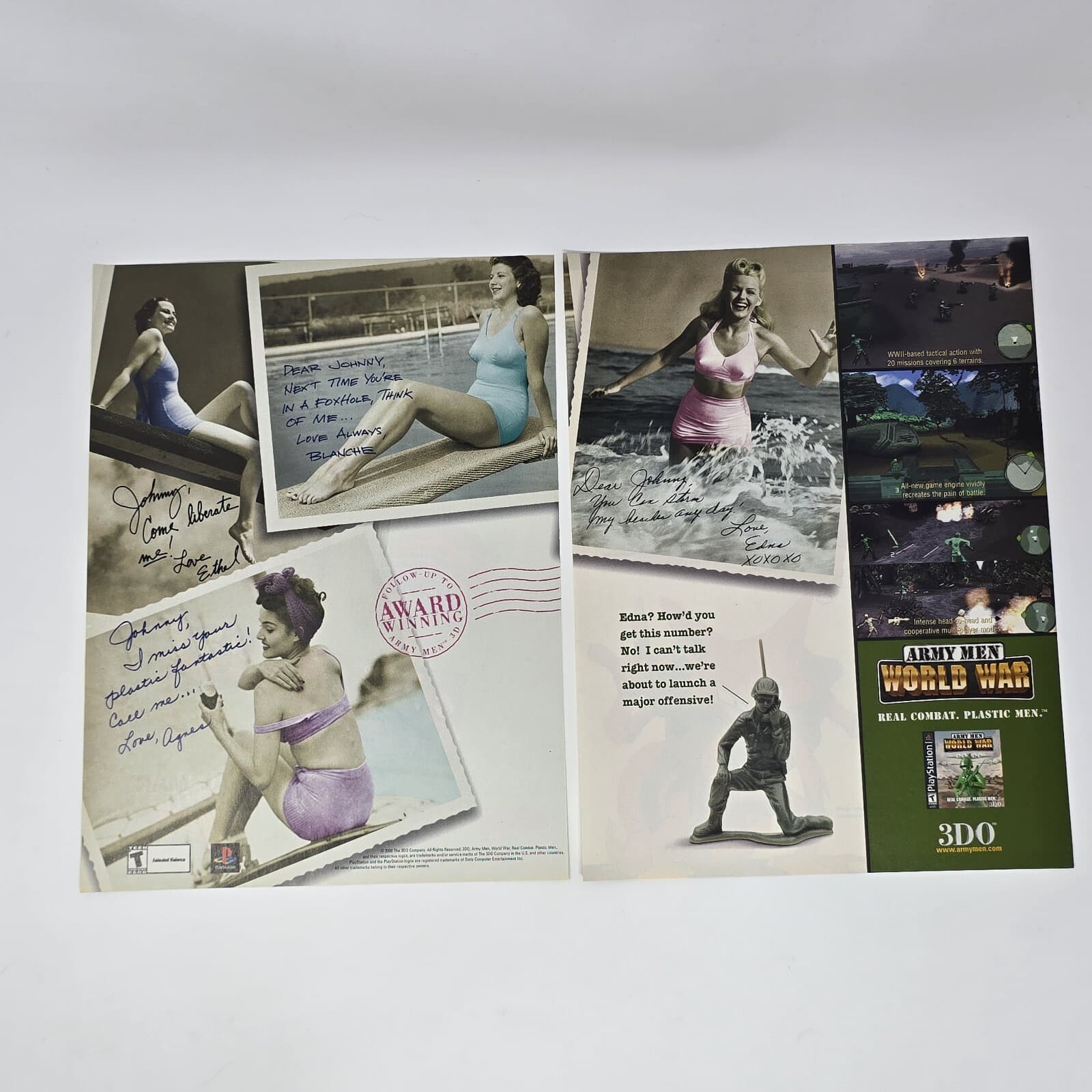 Army Men World War Sony PlayStation PS1 Girls Print Ad/Poster Official Promo Art