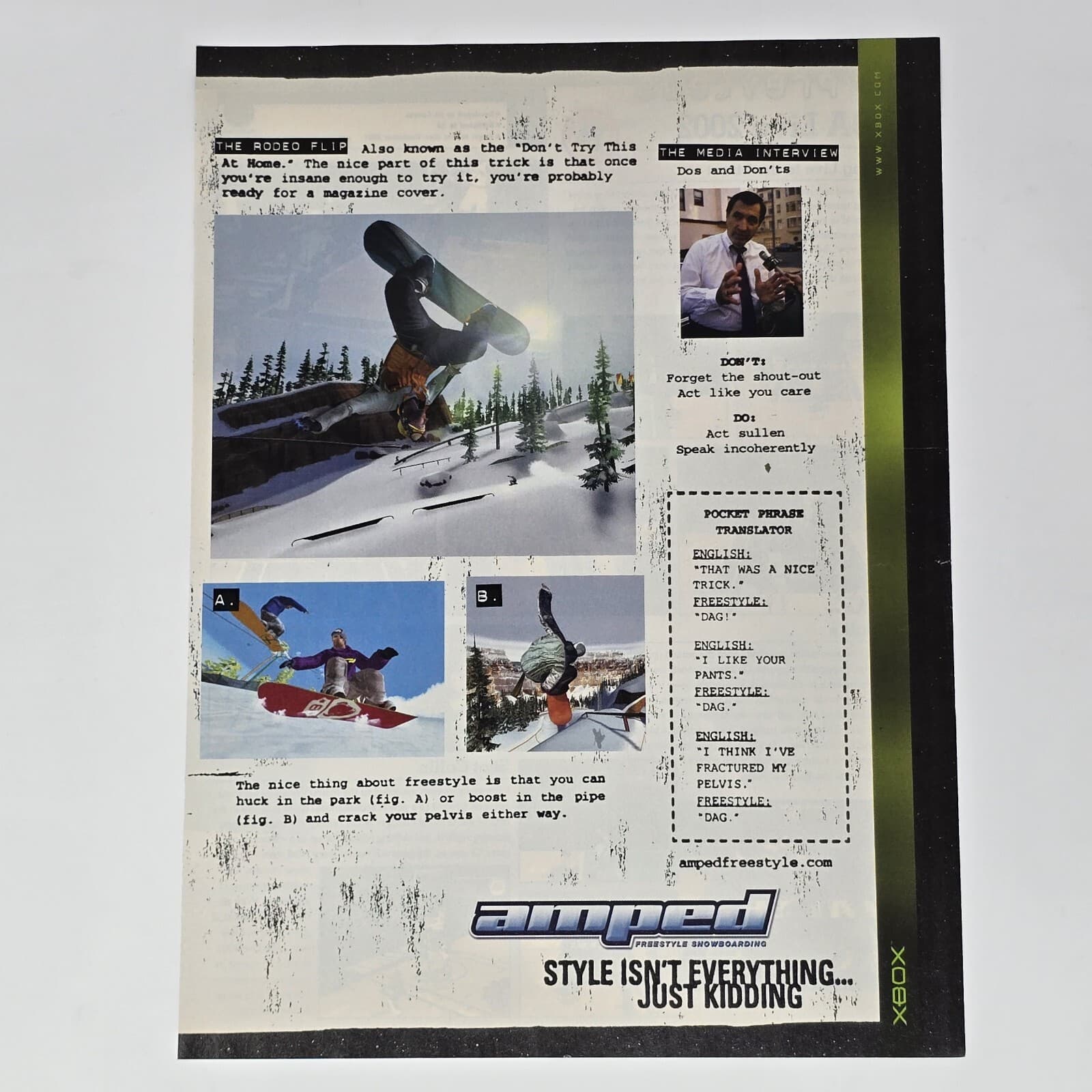 Amped Snowboarding Xbox Just Kidding Print Ad/Poster Official Promo Art