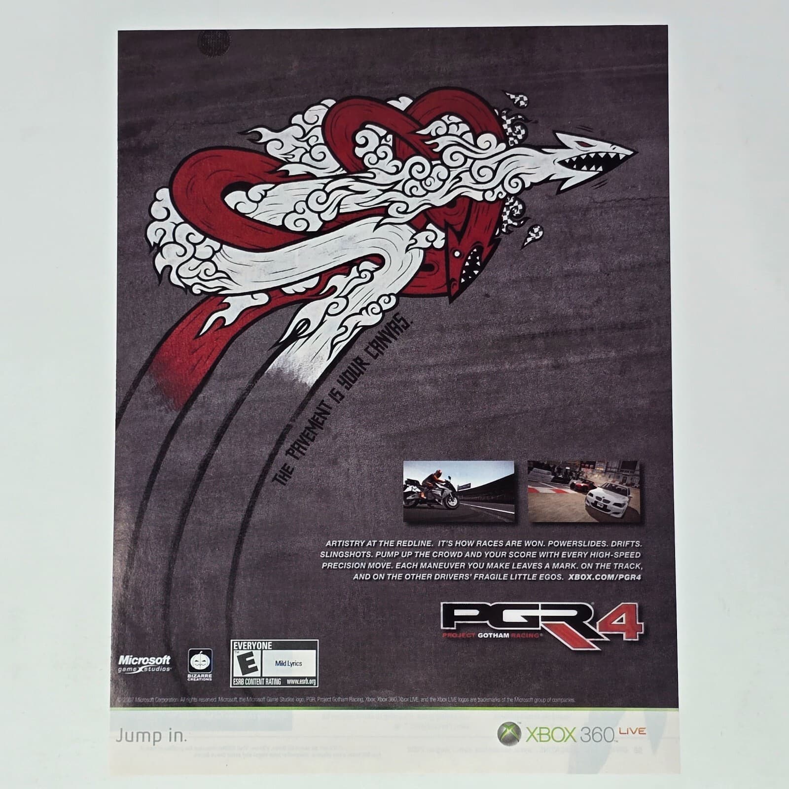 Project Gotham Racing PGR 4 Xbox 360 Pavement Print Ad/Poster Promo Art