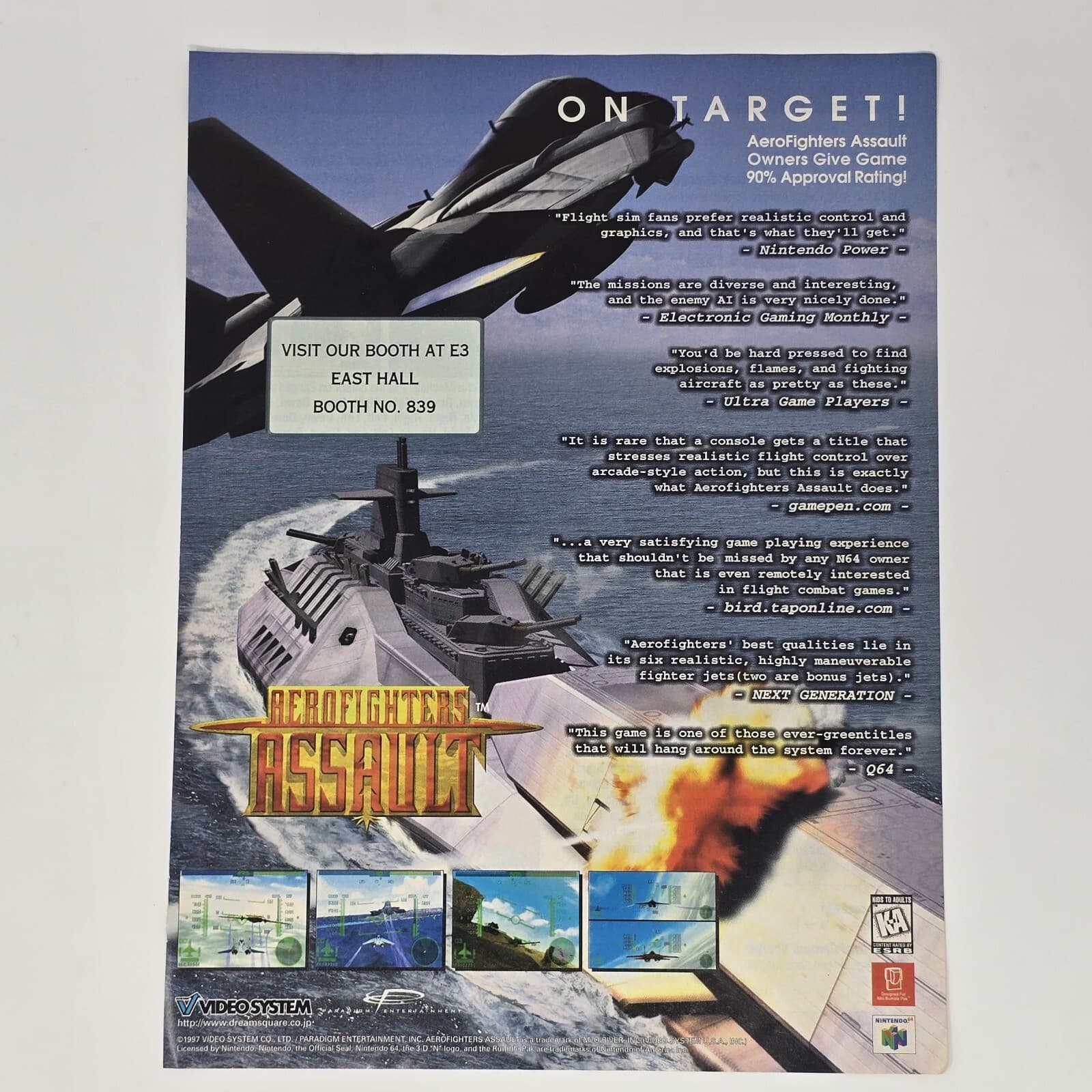 AeroFighters Assault Nintendo N64 On Target Print Ad/Poster Official Promo Art