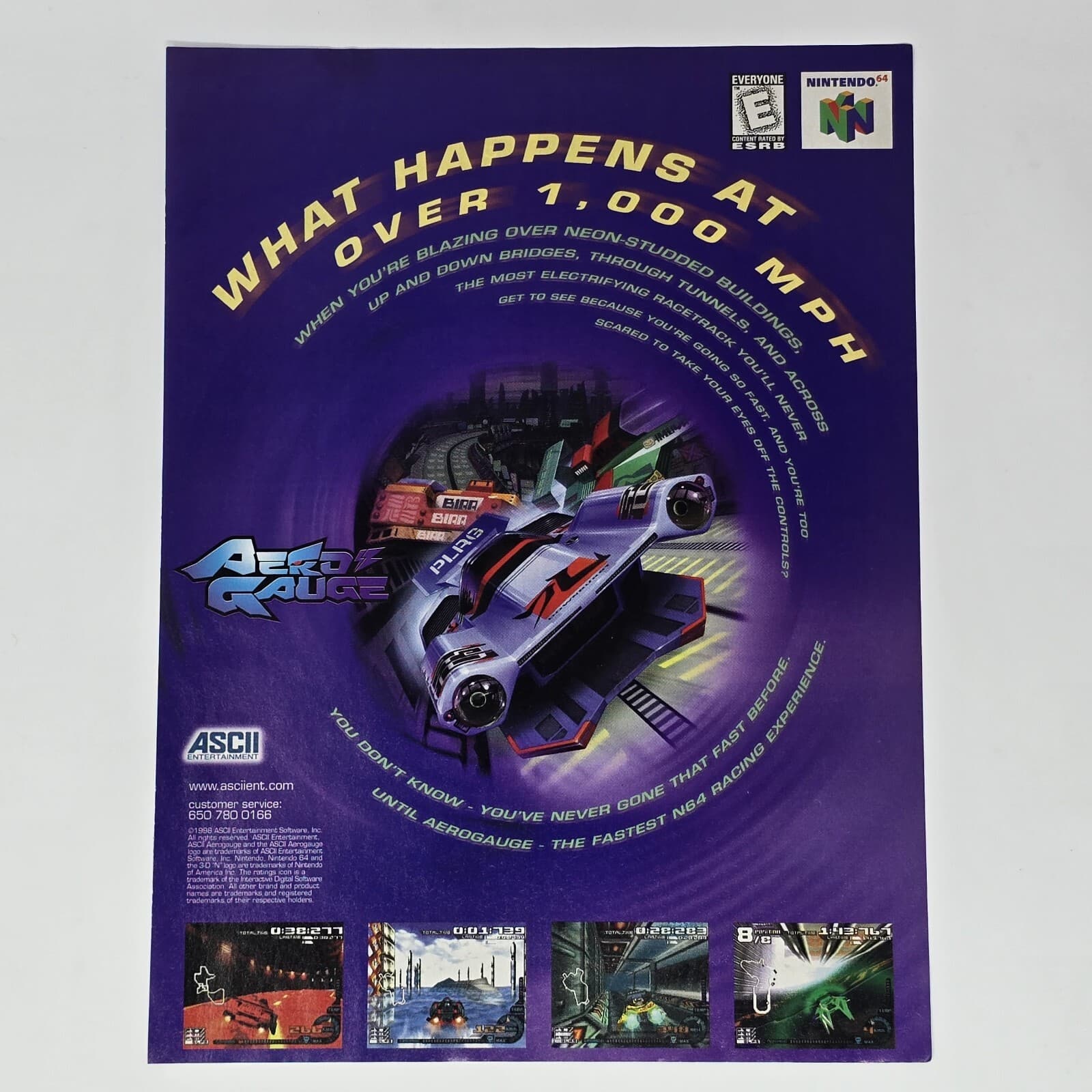 Aero Gauge Nintendo 64 N64 ASCII What Happens Print Ad/Poster Official Promo Art