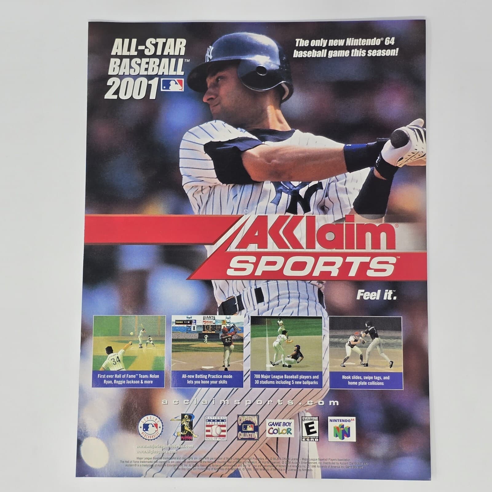 All-Star Baseball 2001 Derek Jeter N64 Feel It Print Ad/Poster Official Promo