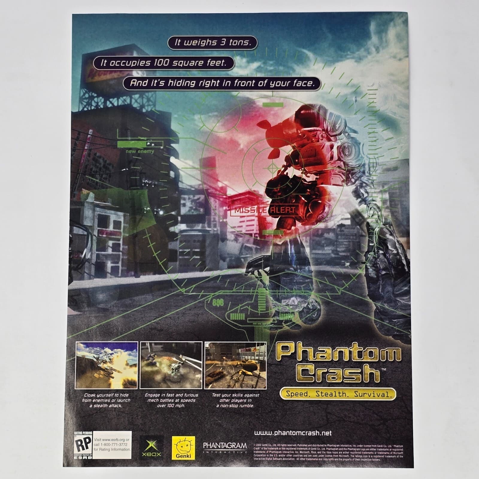 Phantom Crash Microsoft Xbox Missile Alert Print Ad/Poster Promo Art