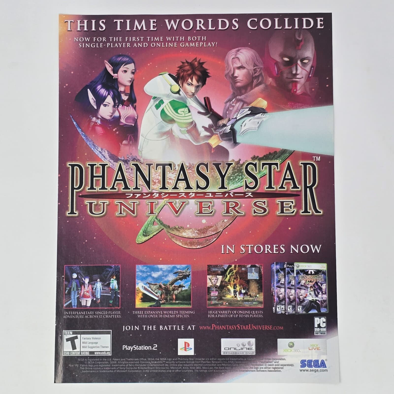 Phantasy Star Universe PS2 Xbox 360 PC Collide Print Ad/Poster Promo Art