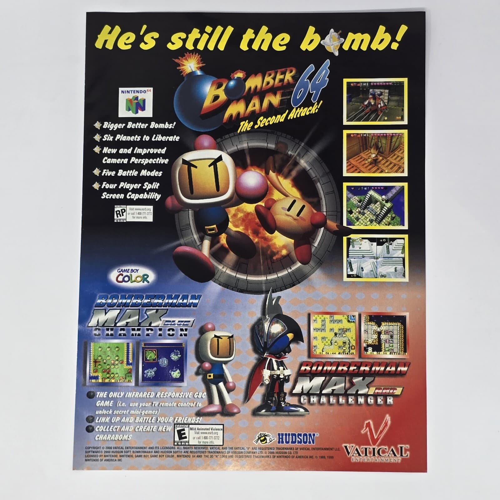 Bomberman 64 Max N64 GameBoy Color Still the Bomb Print Ad/Poster Official Promo