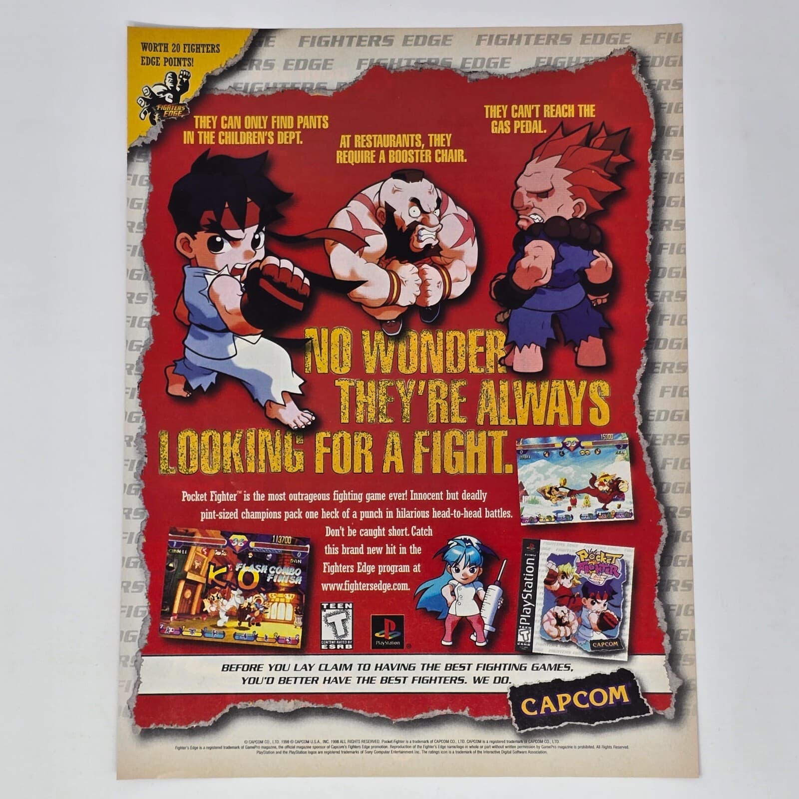Pocket Fighter PlayStation 1 PS1 Capcom Street Fight Print Ad/Poster Promo Art