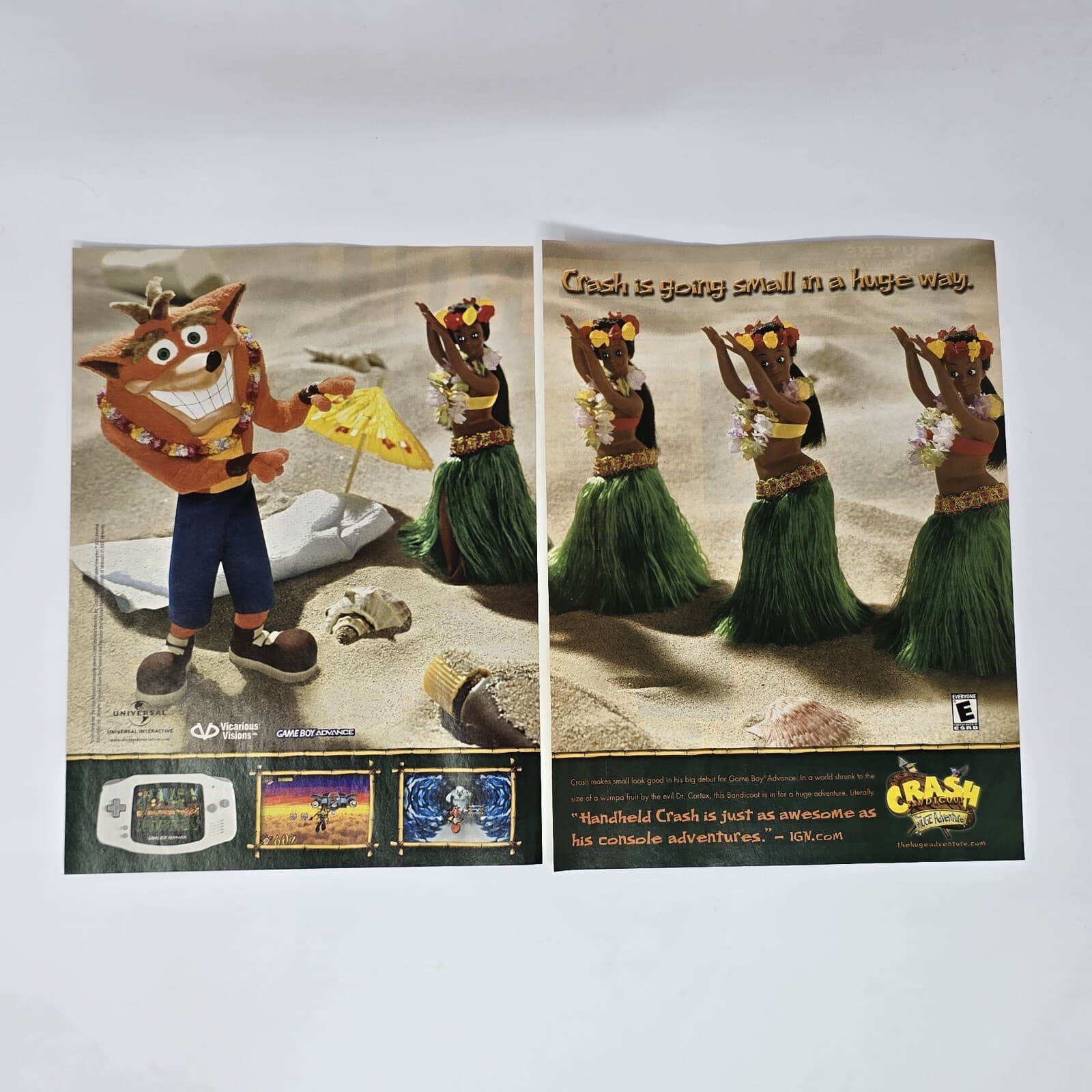 Crash Bandicoot Huge Adventure GameBoy Advance GBA Hula Print Ad/Poster Promo