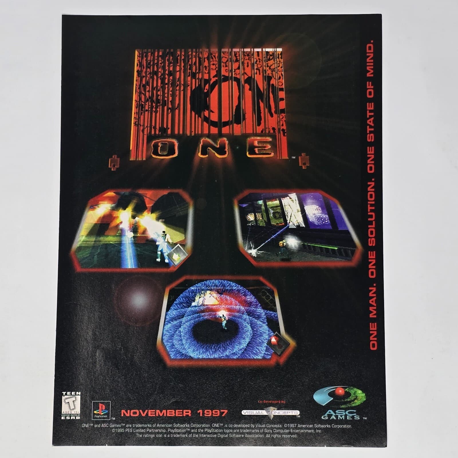 One PlayStation 1 PS1 One State of Mind Print Ad/Poster Promo Art