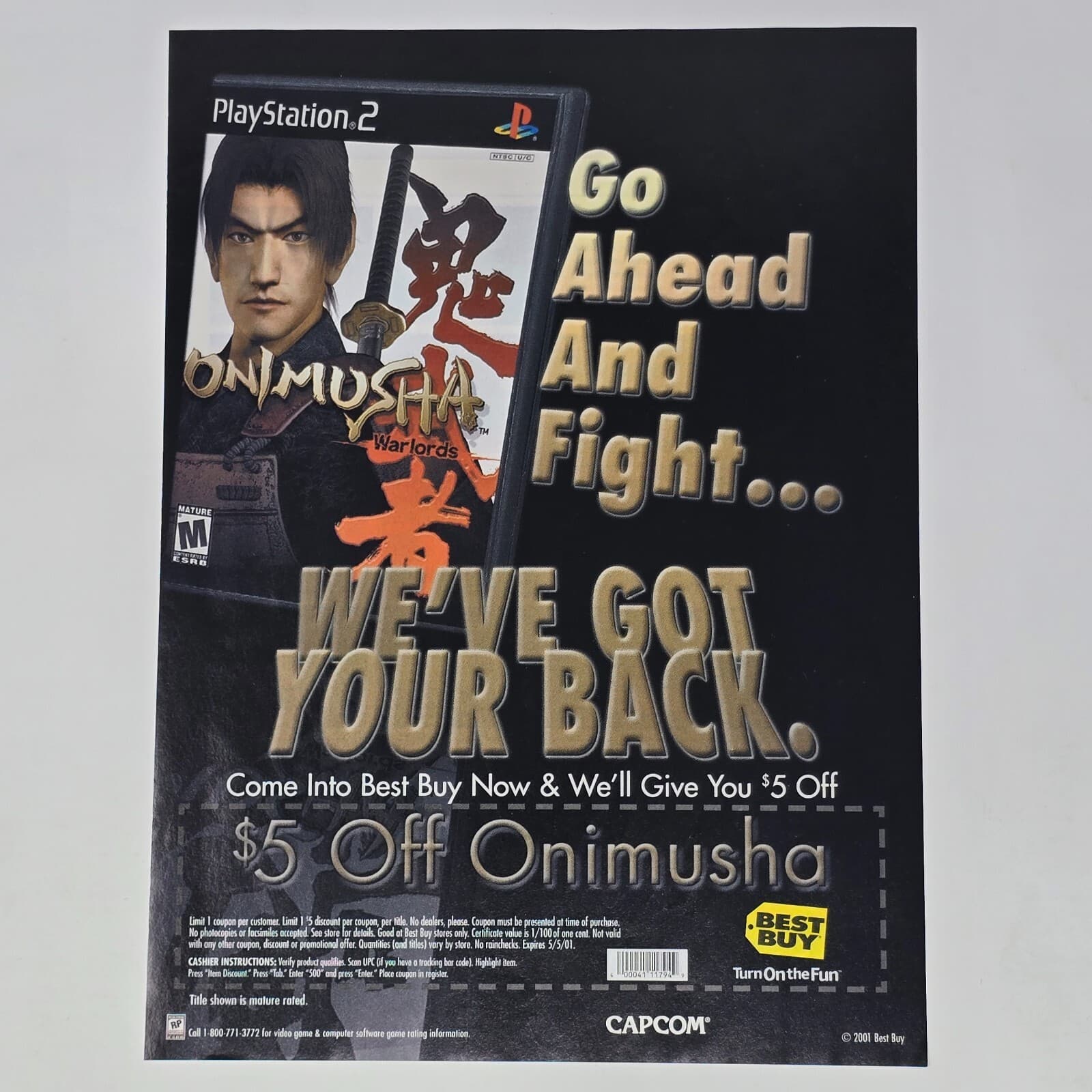 Onimusha Warlords PlayStation 2 PS2 Best Buy Fight Print Ad/Poster Promo Art