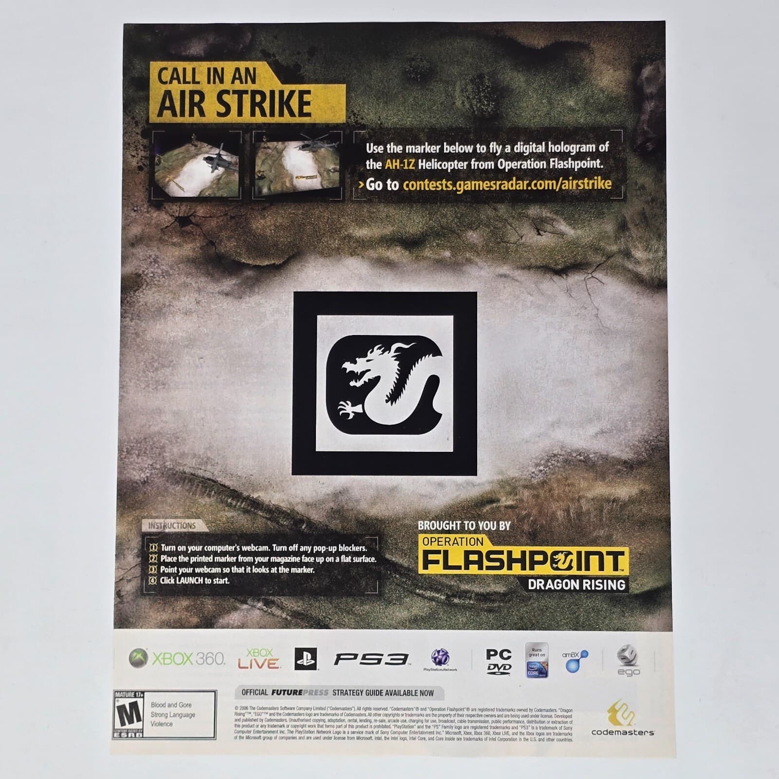 Operation Flashpoint Dragon Rising Xbox 360 PS3 PC Air Print Ad/Poster Promo Art
