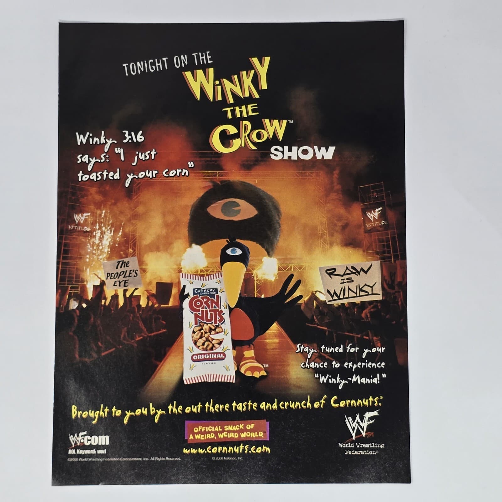 Corn Nuts Winky the Crow WWF Raw 3:16 Print Ad/Poster Official Promo Art