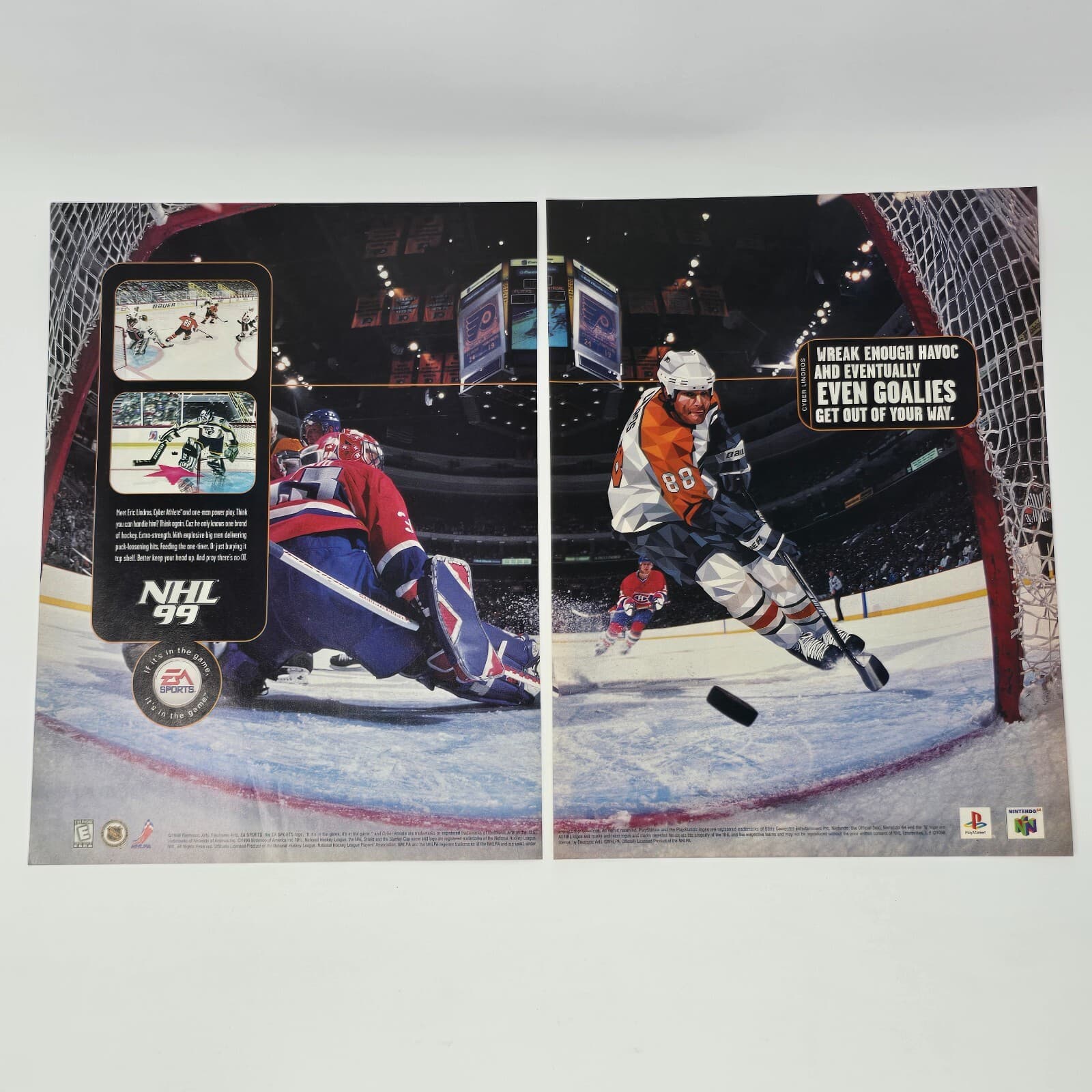 NHL 99 PlayStation PS1 Nintendo N64 Cyber Eric Lindros Print Ad/Poster Promo Art