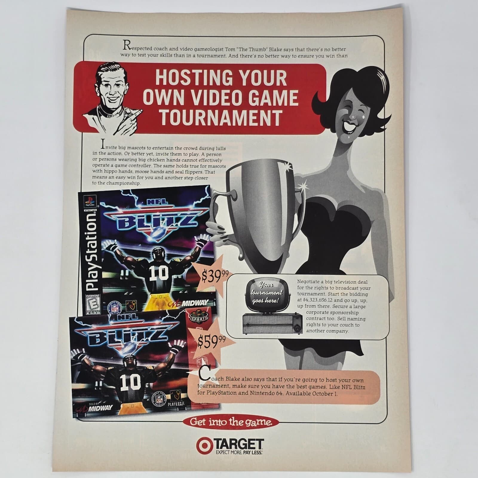 NFL Blitz Nintendo 64 N64 PlayStation 1 PS1 Target Print Ad/Poster Promo Art