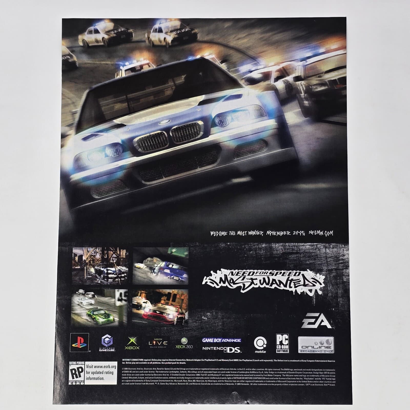 Need For Speed Most Wanted PS2 Xbox 360 GameCube Nov Print Ad/Poster Promo Art