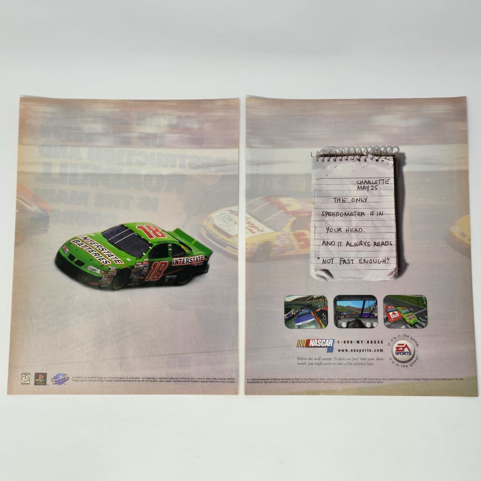 NASCAR 98 PlayStation PS1 Sega Saturn Not Fast Enough Print Ad/Poster Promo Art