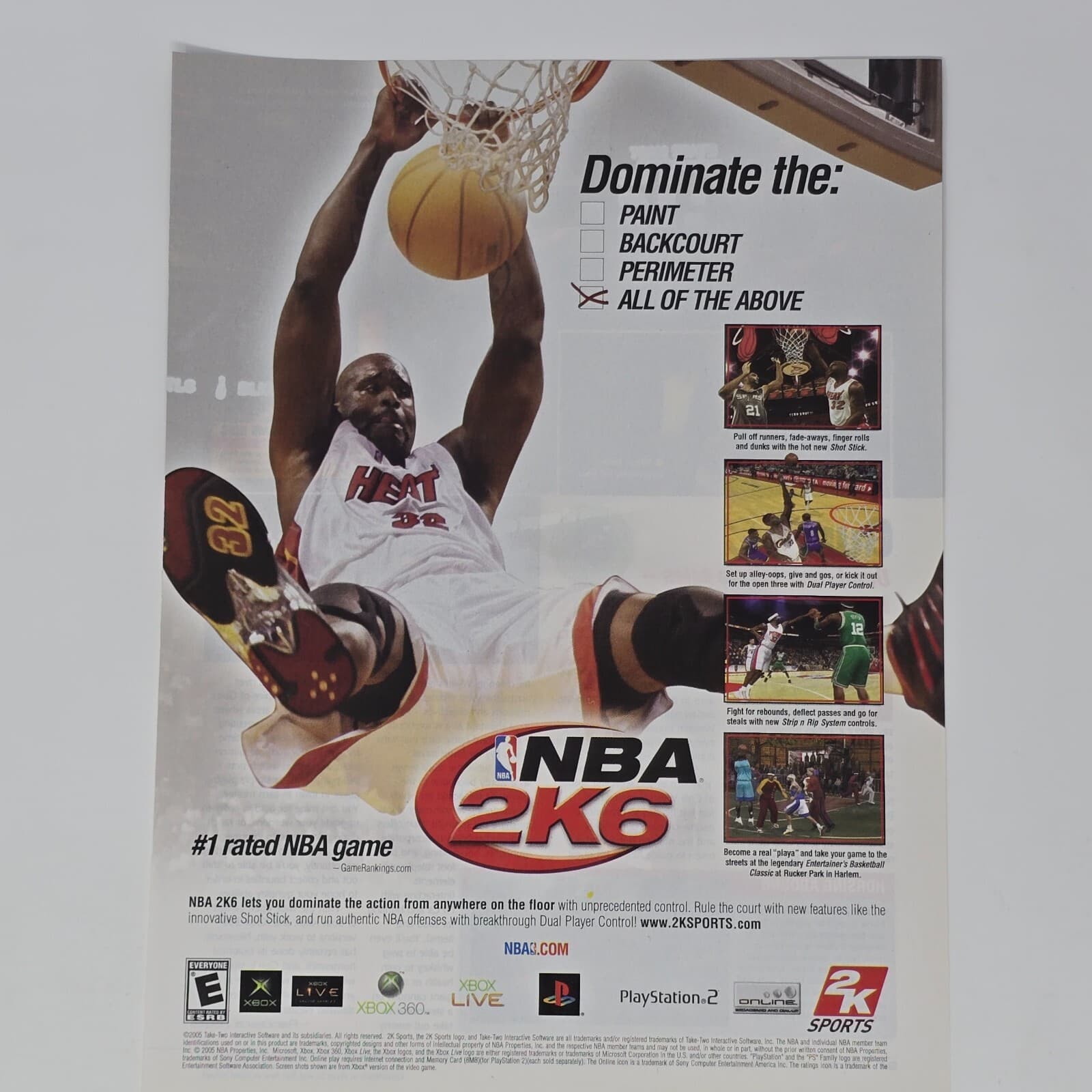 NBA 2K6 Xbox 360 PlayStation 2 PS2 Shaq Dominate Print Ad/Poster Promo Art